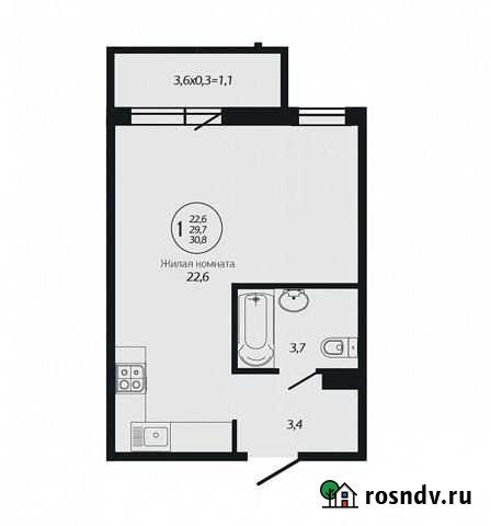 Квартира-студия, 30.8 м², 9/19 эт. на продажу в Краснодаре Краснодар - изображение 1