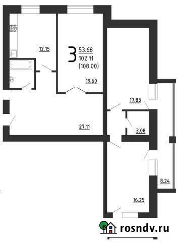 3-комнатная квартира, 108 м², 9/10 эт. на продажу в Брянске Брянск - изображение 1