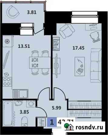 1-комнатная квартира, 43 м², 4/10 эт. на продажу в Архангельске Архангельск