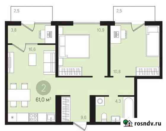 2-комнатная квартира, 61 м², 8/9 эт. на продажу в Видном Видное