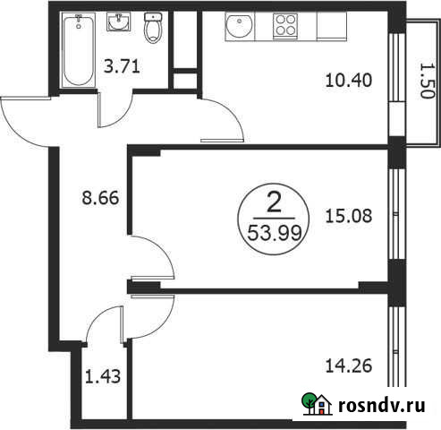 2-комнатная квартира, 54 м², 3/4 эт. на продажу в Некрасовском Московской области Некрасовский - изображение 1