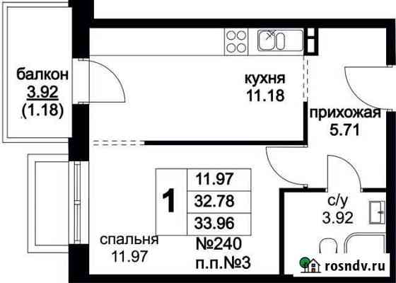 1-комнатная квартира, 34 м², 1/9 эт. на продажу в Московском Московской области Московский