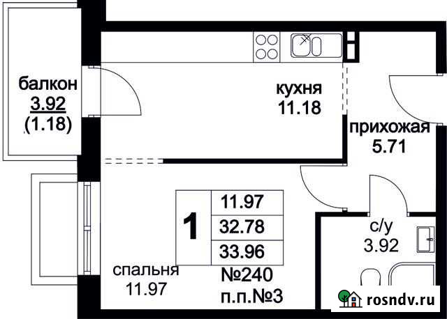 1-комнатная квартира, 34 м², 1/9 эт. на продажу в Московском Московской области Московский - изображение 1