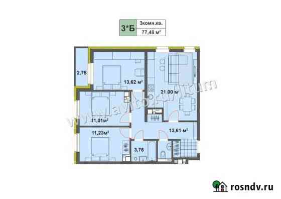 3-комнатная квартира, 77.5 м², 16/17 эт. на продажу в Ижевске Ижевск