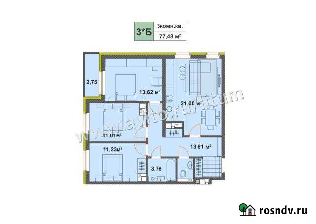 3-комнатная квартира, 77.5 м², 16/17 эт. на продажу в Ижевске Ижевск - изображение 1