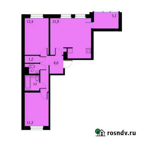 3-комнатная квартира, 62.5 м², 15/15 эт. на продажу в Кудрово Кудрово
