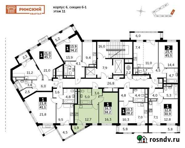 1-комнатная квартира, 38.2 м², 11/11 эт. на продажу в Развилке Развилка - изображение 1