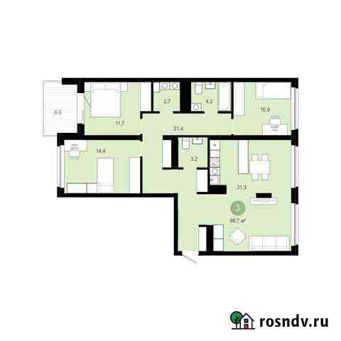 3-комнатная квартира, 99.8 м², 9/10 эт. на продажу в Екатеринбурге Екатеринбург