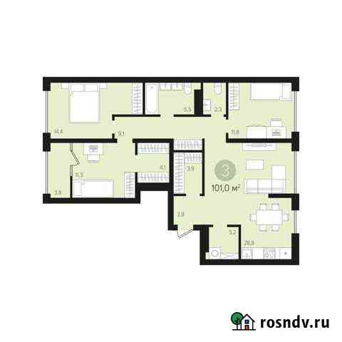 3-комнатная квартира, 100.9 м², 15/16 эт. на продажу в Сургуте Ханты-Мансийского АО Сургут