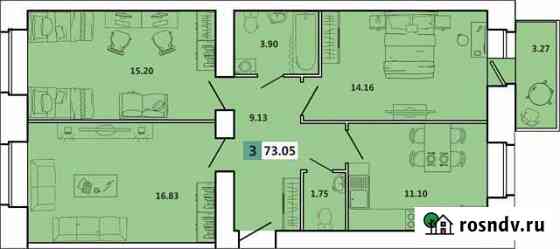 3-комнатная квартира, 73 м², 9/11 эт. на продажу в Архангельске Архангельск