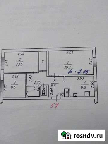 3-комнатная квартира, 69 м², 4/5 эт. на продажу в Надыме Надым - изображение 1