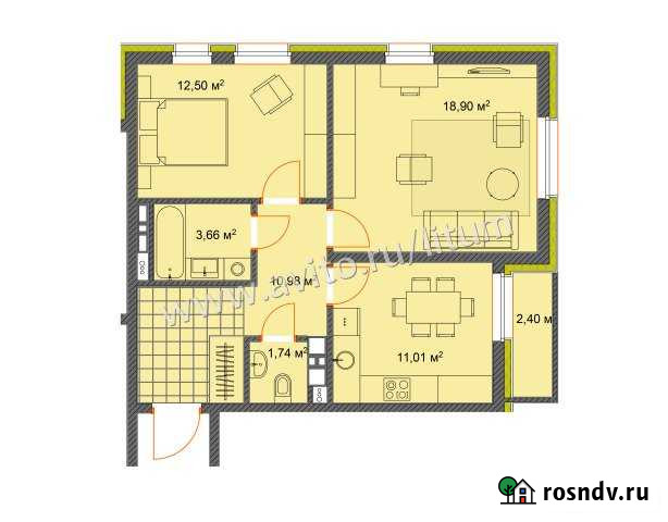 2-комнатная квартира, 61.8 м², 5/17 эт. на продажу в Ижевске Ижевск - изображение 1
