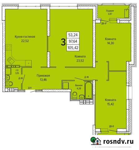 3-комнатная квартира, 105.4 м², 12/24 эт. на продажу в Екатеринбурге Екатеринбург - изображение 1