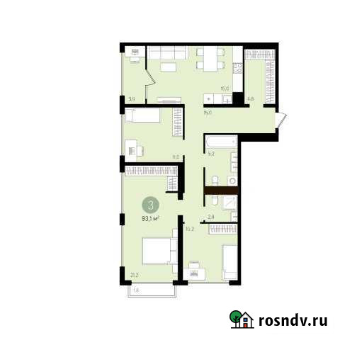 3-комнатная квартира, 93.1 м², 15/16 эт. на продажу в Екатеринбурге Екатеринбург - изображение 1