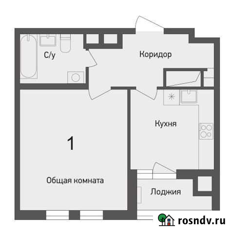 1-комнатная квартира, 43.6 м², 5/19 эт. на продажу в Рязани Рязань - изображение 1
