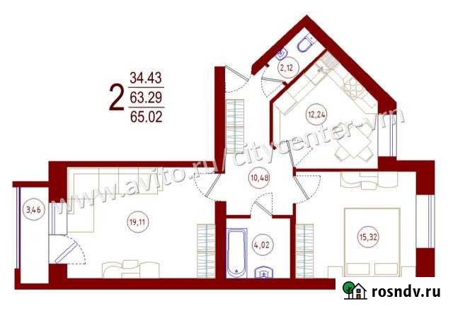2-комнатная квартира, 65 м², 4/5 эт. на продажу в Рамони Рамонь - изображение 1