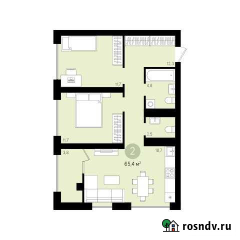 2-комнатная квартира, 65.4 м², 9/16 эт. на продажу в Сургуте Ханты-Мансийского АО Сургут - изображение 1