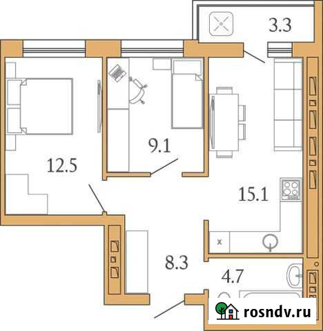 2-комнатная квартира, 53 м², 12/18 эт. на продажу в Сургуте Ханты-Мансийского АО Сургут - изображение 1