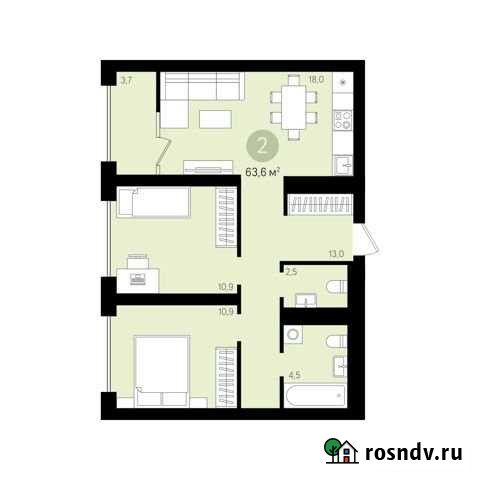 2-комнатная квартира, 63.5 м², 10/16 эт. на продажу в Сургуте Ханты-Мансийского АО Сургут - изображение 1