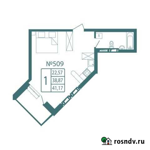 1-комнатная квартира, 41.2 м², 18/22 эт. на продажу в Одинцово Одинцово - изображение 1