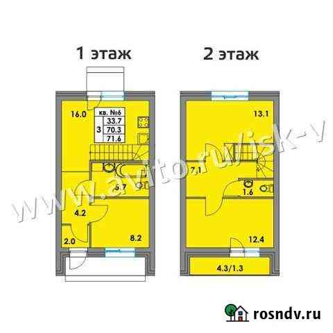 3-комнатная квартира, 71.6 м², 1/2 эт. на продажу в Федоровском Ленинградской области Федоровское