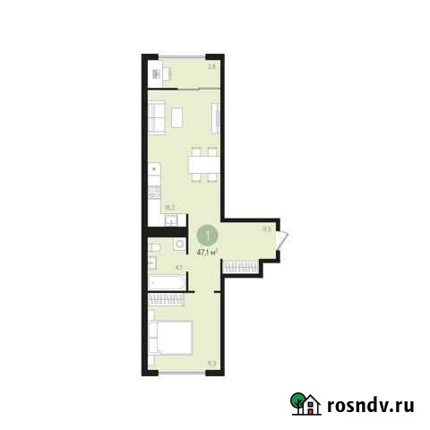 1-комнатная квартира, 47 м², 2/9 эт. на продажу в Тюмени Тюмень - изображение 1