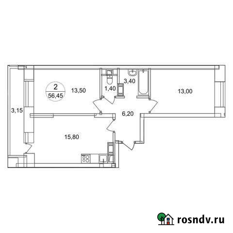 2-комнатная квартира, 56.5 м², 8/18 эт. на продажу в Люберцах Люберцы - изображение 1