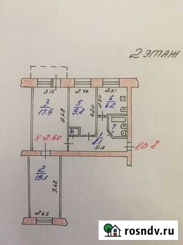 3-комнатная квартира, 60.2 м², 2/5 эт. на продажу в Комсомольске Комсомольск - изображение 1