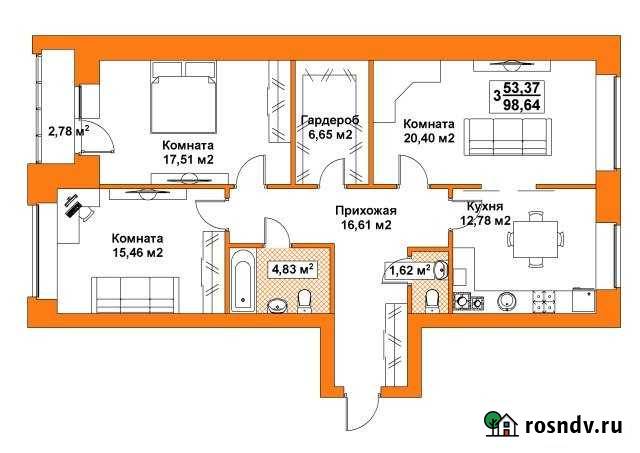3-комнатная квартира, 98 м², 2/6 эт. на продажу в Твери Тверь - изображение 1