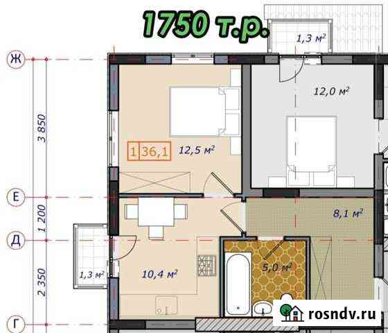 1-комнатная квартира, 37 м², 2/3 эт. на продажу в Новороссийске Новороссийск
