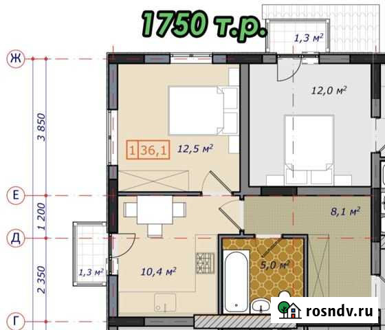 1-комнатная квартира, 37 м², 2/3 эт. на продажу в Новороссийске Новороссийск - изображение 1