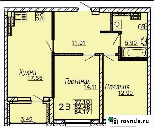 2-комнатная квартира, 62 м², 17/24 эт. на продажу в Екатеринбурге Екатеринбург - изображение 1