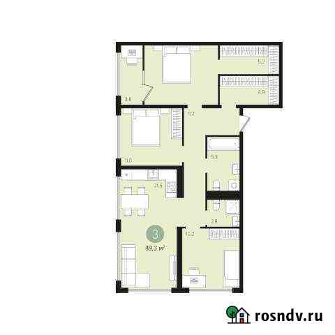 3-комнатная квартира, 89.3 м², 8/16 эт. на продажу в Екатеринбурге Екатеринбург