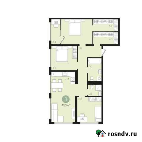 3-комнатная квартира, 89.3 м², 8/16 эт. на продажу в Екатеринбурге Екатеринбург - изображение 1