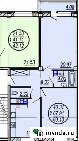 2-комнатная квартира, 69.1 м², 5/10 эт. на продажу в Ярославле Ярославль - изображение 1