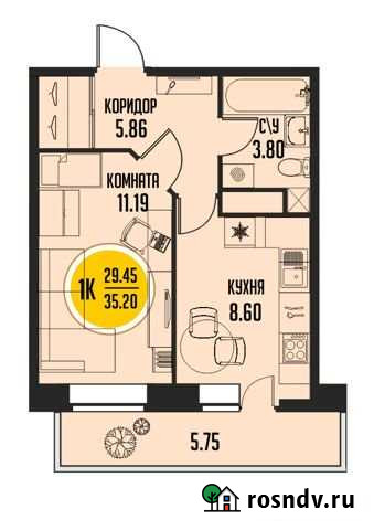 1-комнатная квартира, 35.2 м², 17/19 эт. на продажу в Тобольске Тобольск - изображение 1