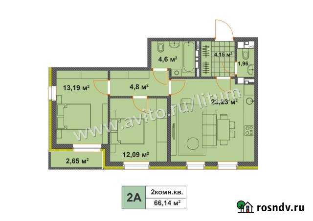 2-комнатная квартира, 66 м², 3/17 эт. на продажу в Ижевске Ижевск - изображение 1
