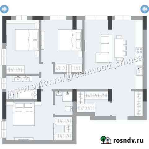 3-комнатная квартира, 103.3 м², 4/15 эт. на продажу в Симферополе Симферополь