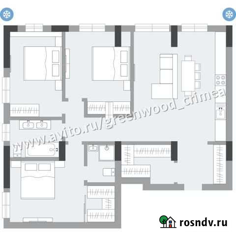 3-комнатная квартира, 103.3 м², 4/15 эт. на продажу в Симферополе Симферополь - изображение 1