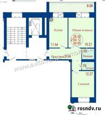 2-комнатная квартира, 58.5 м², 2/7 эт. на продажу в Медведево Медведево