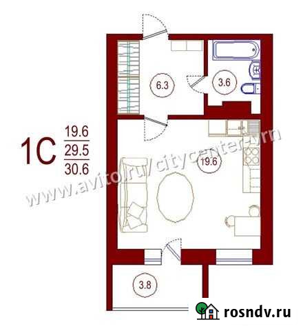 Квартира-студия, 30.6 м², 6/16 эт. на продажу в Воронеже Воронеж - изображение 1