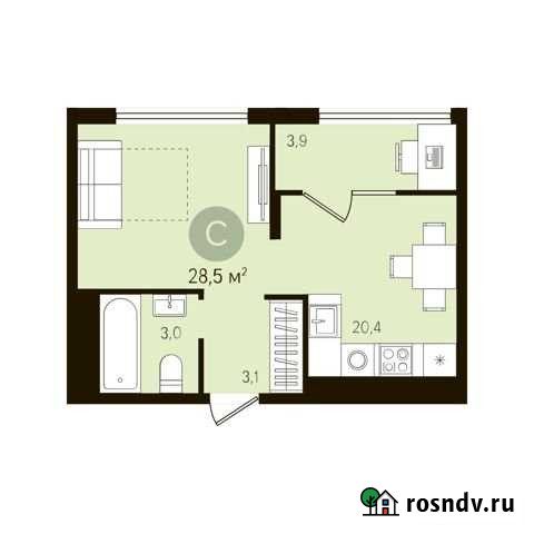 Квартира-студия, 30.4 м², 6/10 эт. на продажу в Тюмени Тюмень - изображение 1