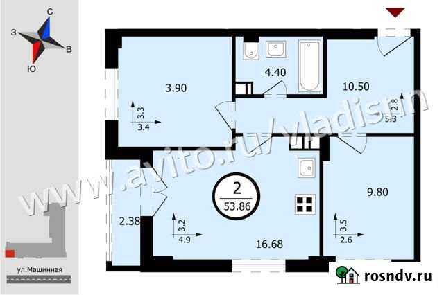 2-комнатная квартира, 53.9 м², 8/17 эт. на продажу в Нижнем Новгороде Нижний Новгород - изображение 1