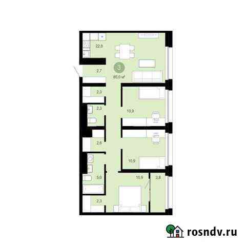 3-комнатная квартира, 85 м², 12/19 эт. на продажу в Екатеринбурге Екатеринбург