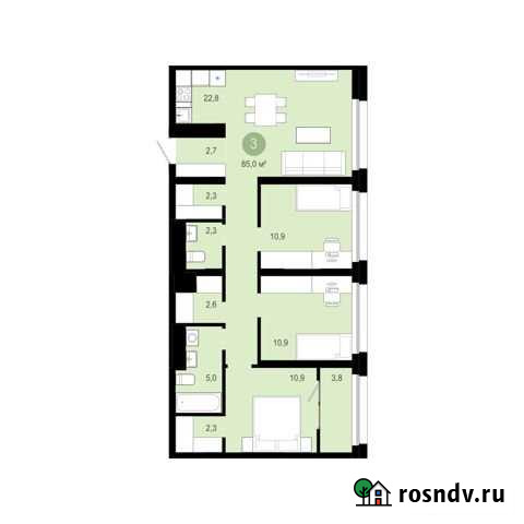 3-комнатная квартира, 85 м², 12/19 эт. на продажу в Екатеринбурге Екатеринбург - изображение 1