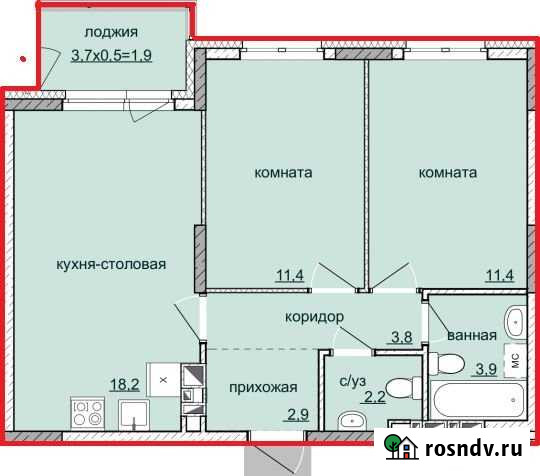 2-комнатная квартира, 56.5 м², 1/15 эт. на продажу в Ижевске Ижевск - изображение 1