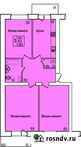 3-комнатная квартира, 100.2 м², 3/5 эт. на продажу в Пскове Псков - изображение 1