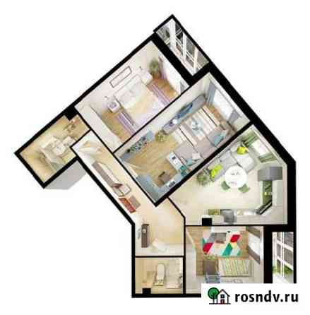 3-комнатная квартира, 77.4 м², 1/16 эт. на продажу в Мурино Мурино