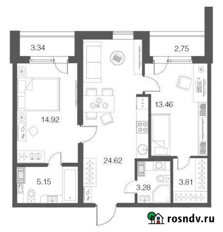 2-комнатная квартира, 65.2 м², 4/5 эт. на продажу в Сестрорецке Сестрорецк - изображение 1