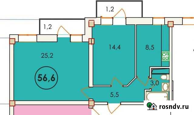 2-комнатная квартира, 56.6 м², 4/9 эт. на продажу в Улан-Удэ Улан-Удэ - изображение 1
